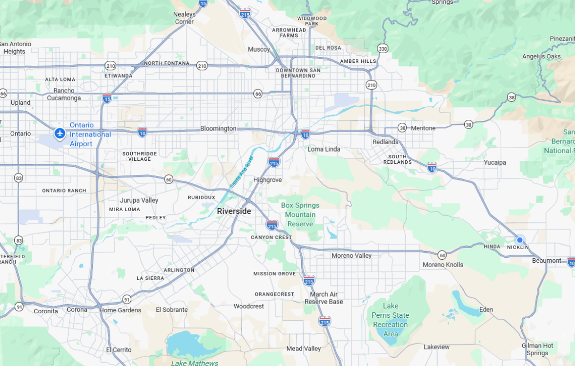 Map of the Inland Empire showing cities RD Plumbing & Rooter services